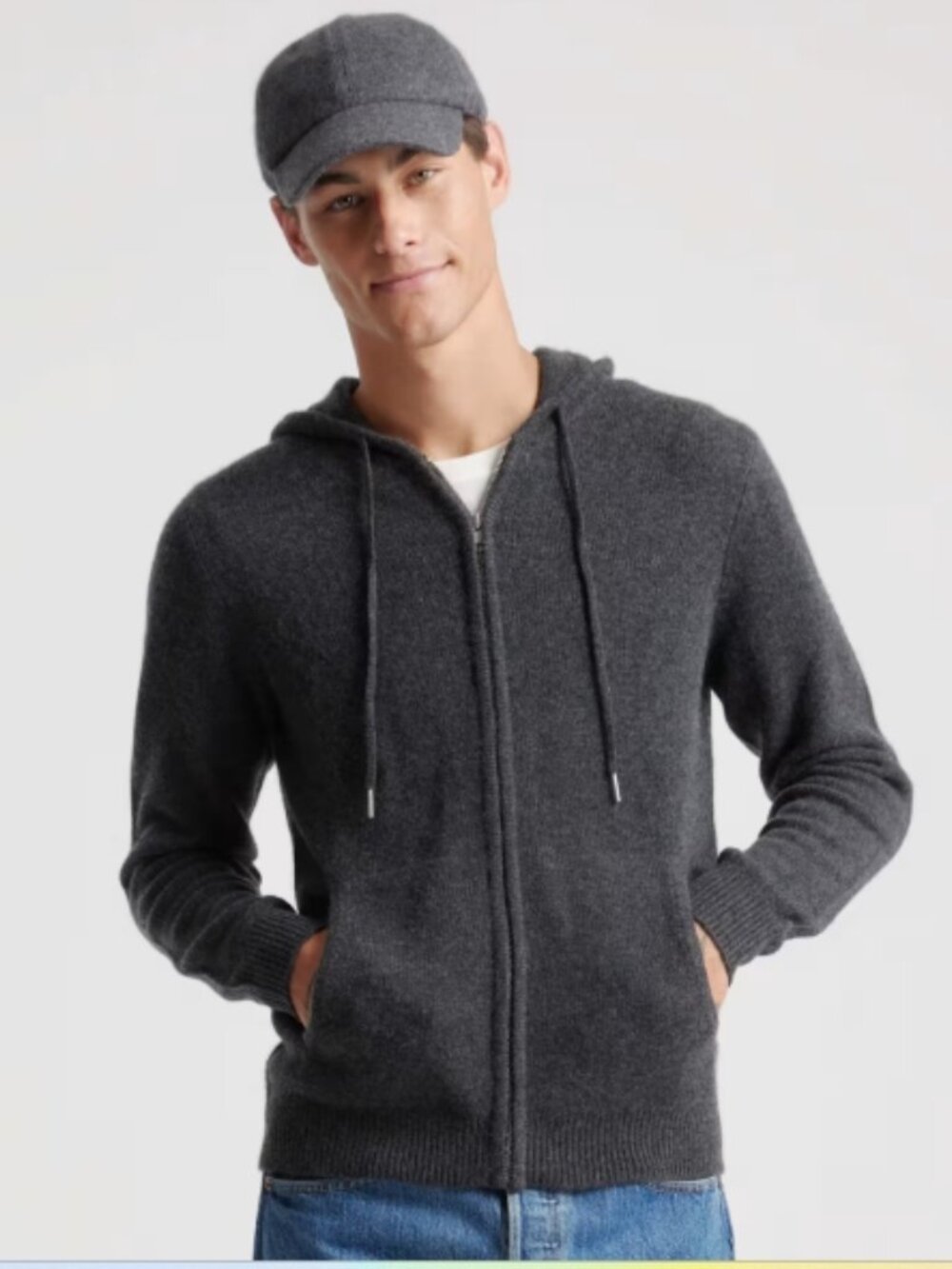 NWT $150 Quince Men's XL Charcoal 100% Mongolian Cashmere Hoodie